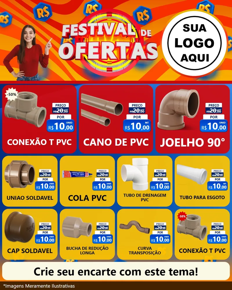 Modelo de Rede Social para Feed Instagram com o tema Festival de Ofertas para Tubos e conexões