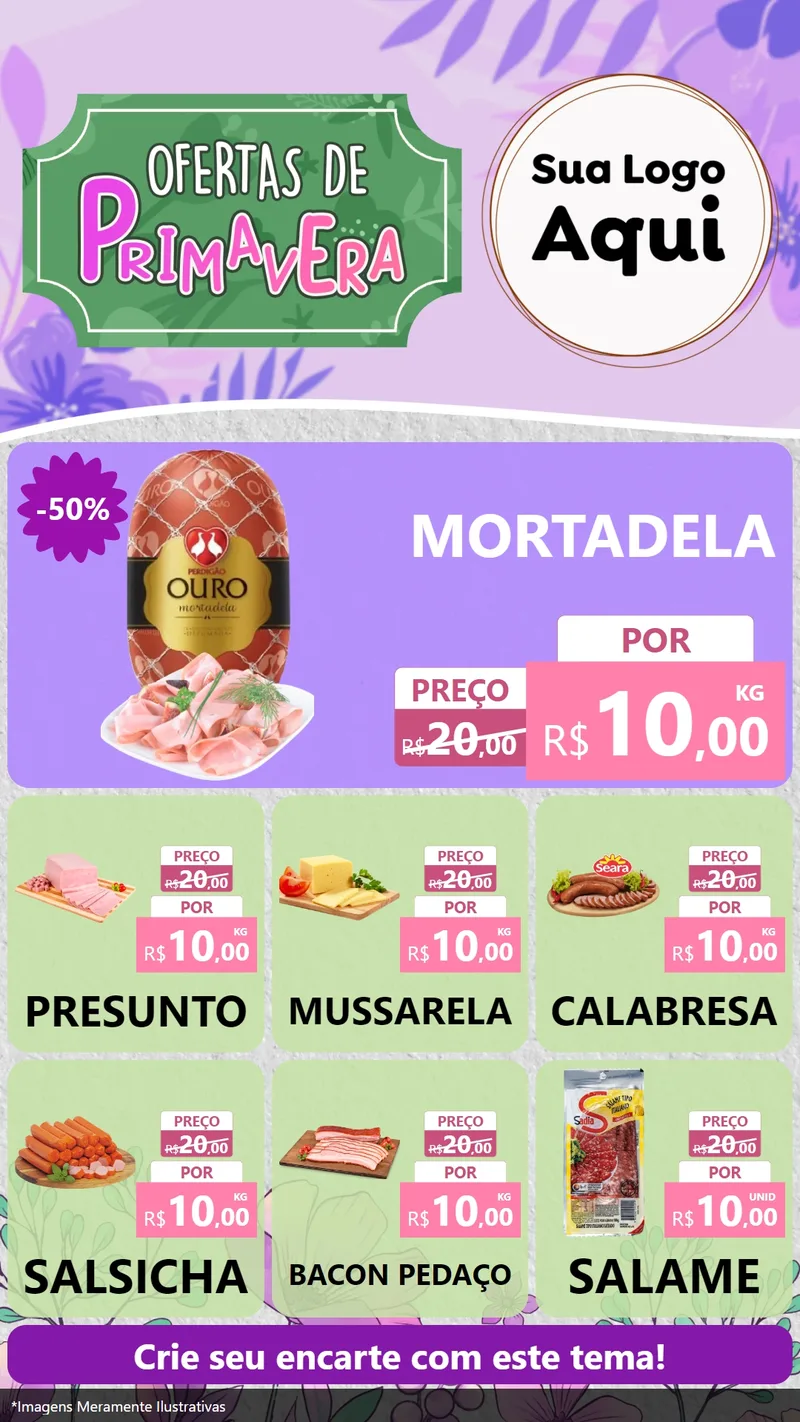 Modelo de Rede Social para Stories com o tema Ofertas de Primavera para Frios e Laticínios