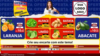 Modelo de TV para TV Horizontal com o tema Ofertas de Junho - Preços Incríveis para Hortifrúti
