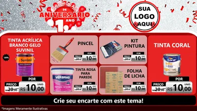 Modelo de TV para TV Horizontal com o tema Promoção de Aniversário - 1 Ano para Tintas e Ferramentas