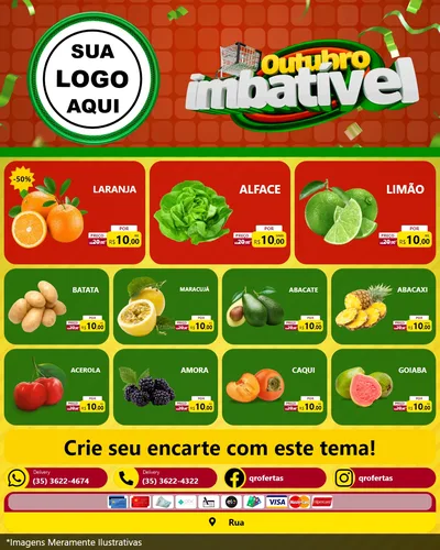 Modelo de Rede Social para Feed Instagram com o tema Outubro Imbatível para Hortifrúti