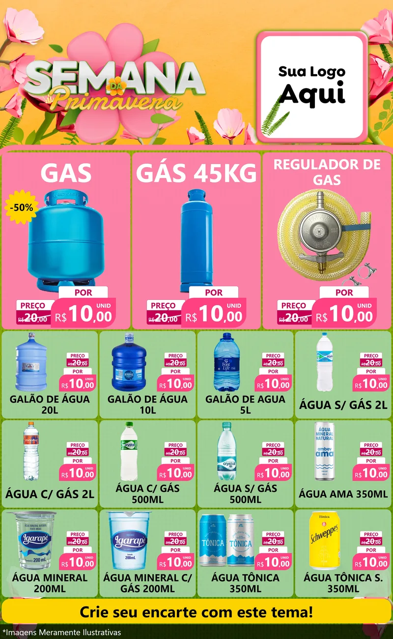 Modelo de Encarte para Encarte Grande com o tema Semana da Primavera para Água e gás