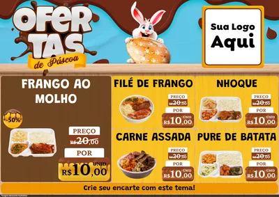 Modelo de Encarte para Encarte A4 Horizontal com o tema Ofertas de Páscoa para Restaurante