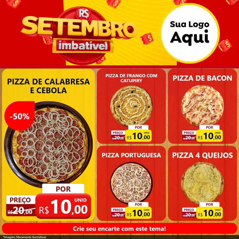 Modelo de Rede Social para Feed Facebook com o tema Setembro Imbatível para Pizzaria