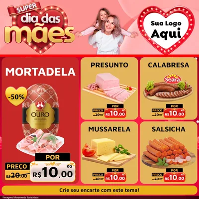 Modelo de Rede Social para Feed Facebook com o tema Super Dia Das Mães para Frios e Laticínios