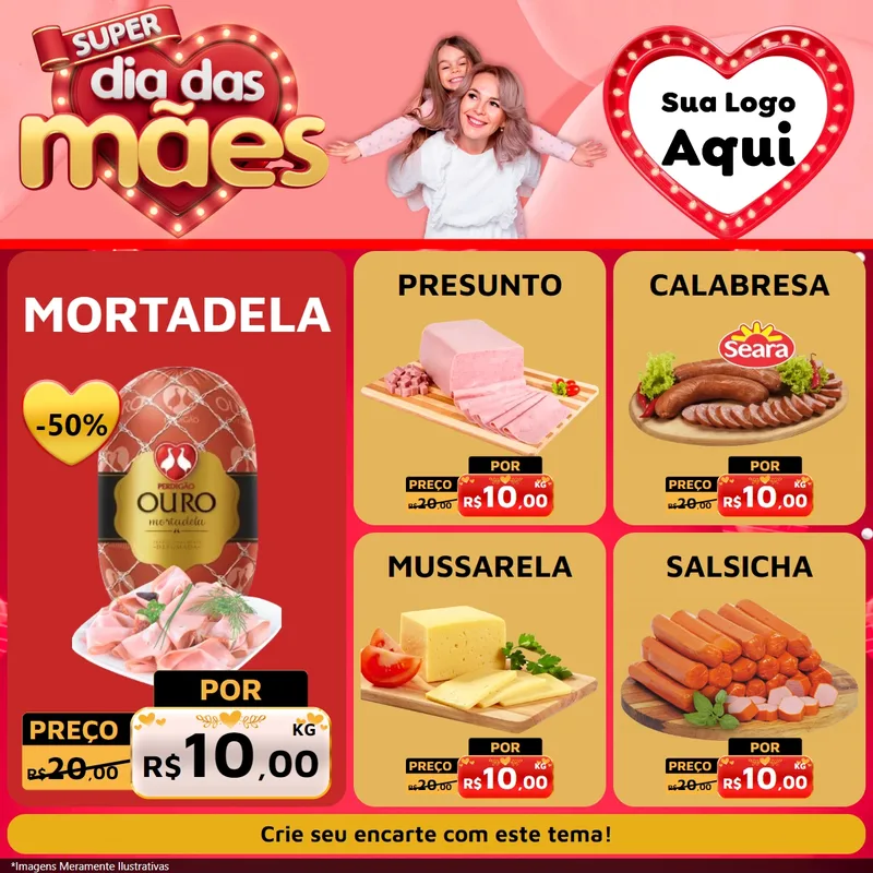 Modelo de Rede Social para Feed Facebook com o tema Super Dia Das Mães para Frios e Laticínios