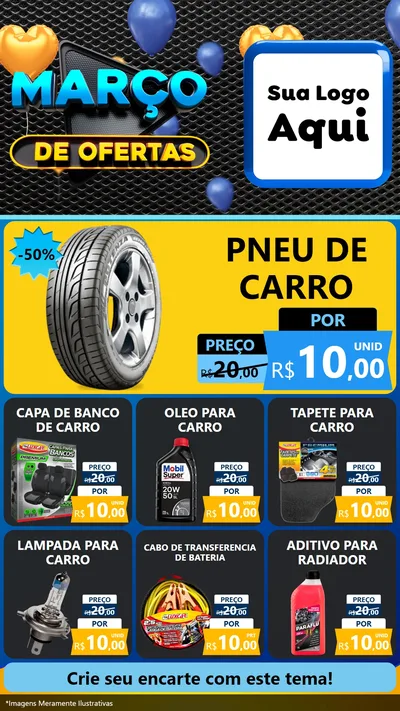 Modelo de Rede Social para Stories com o tema Março de Ofertas para Auto peças