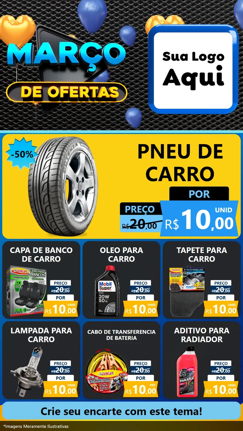 Modelo de Rede Social para Stories com o tema Março de Ofertas para Auto peças