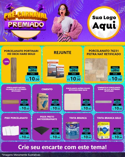 Modelo de Rede Social para Feed Instagram com o tema Pré-Carnaval Premiado para Pisos e revestimentos