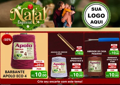 Modelo de Encarte para Encarte A4 Horizontal com o tema Natal Especial para Armarinho e Aviamentos