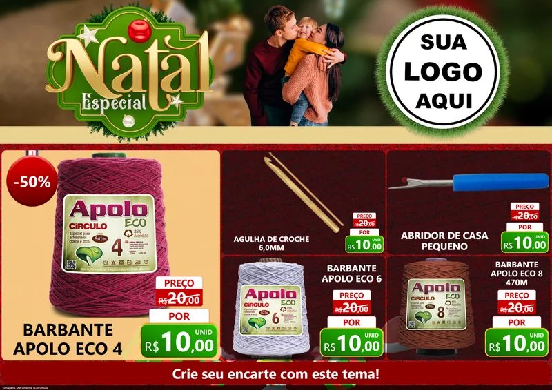 Modelo de Encarte para Encarte A4 Horizontal com o tema Natal Especial para Armarinho e Aviamentos