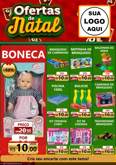 Modelo de Encarte para Encarte A4 Vertical com o tema Ofertas de Natal para Brinquedos