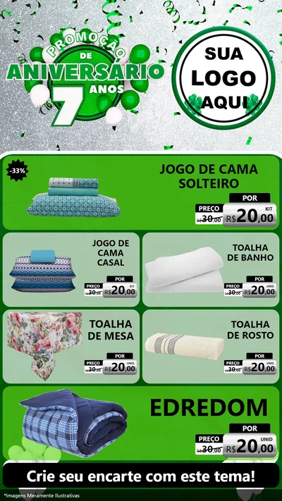 Modelo de TV para TV Vertical com o tema Promoção de Aniversário - 7 Anos para Cama, Mesa e Banho