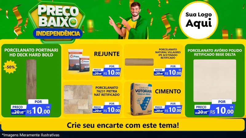 Modelo de TV para TV Horizontal com o tema Preço Baixo de Independência para Pisos e revestimentos