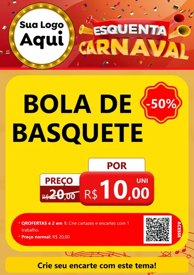Modelo de Cartaz para Cartaz A4 Vertical com o tema Esquenta Carnaval para Artigos Esportivos