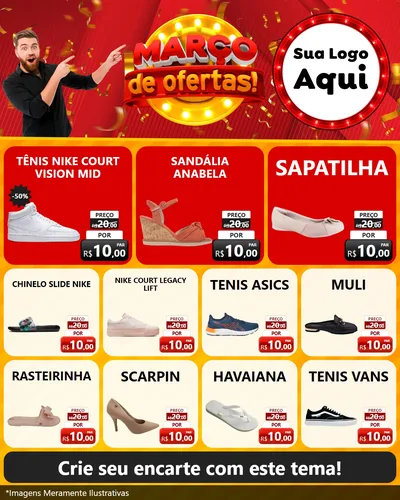 Modelo de Rede Social para Feed Instagram com o tema Março de Ofertas! para Calçados