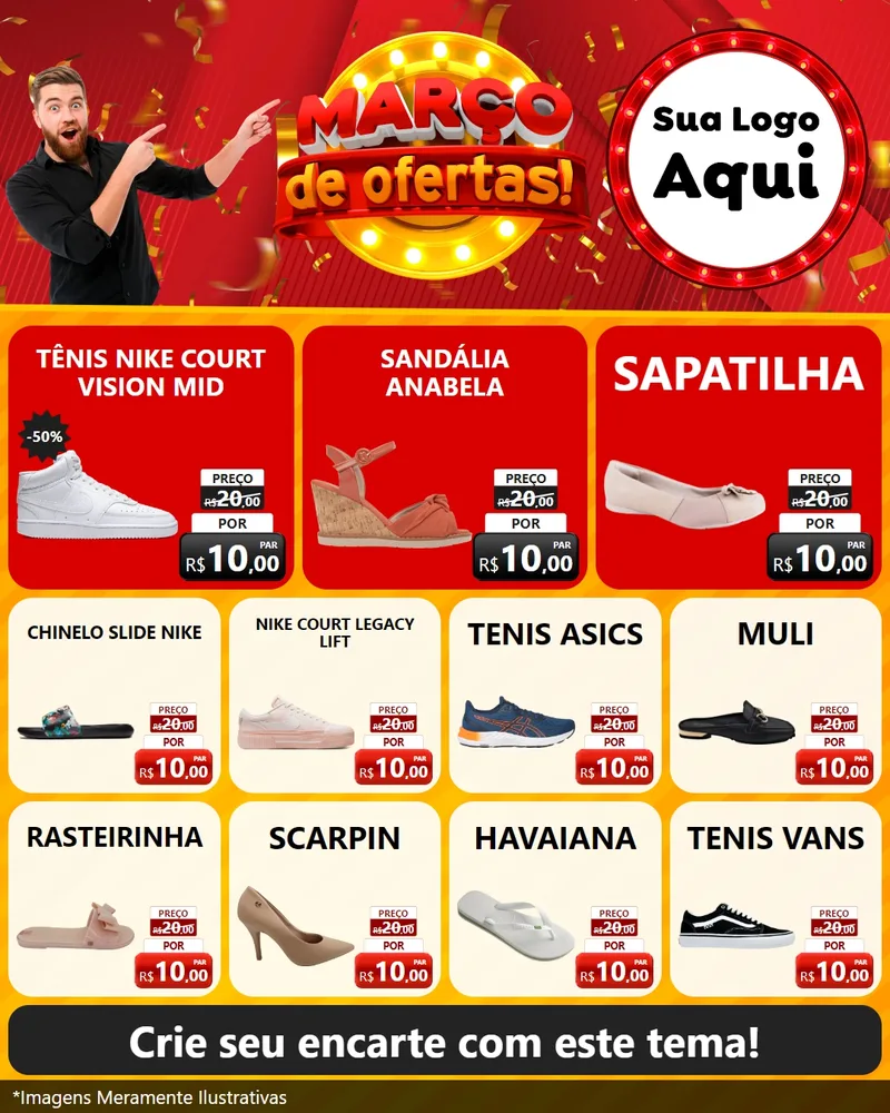Modelo de Rede Social para Feed Instagram com o tema Março de Ofertas! para Calçados