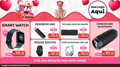 Modelo de TV para TV Horizontal com o tema Mês da Mulher para Informática