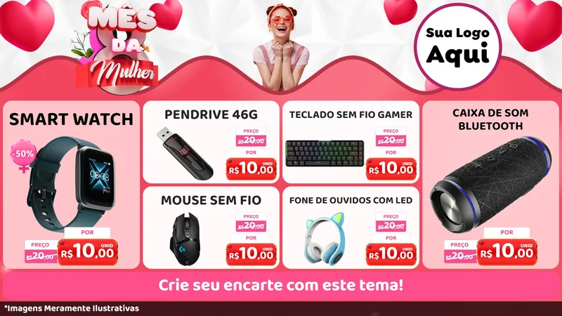Modelo de TV para TV Horizontal com o tema Mês da Mulher para Informática