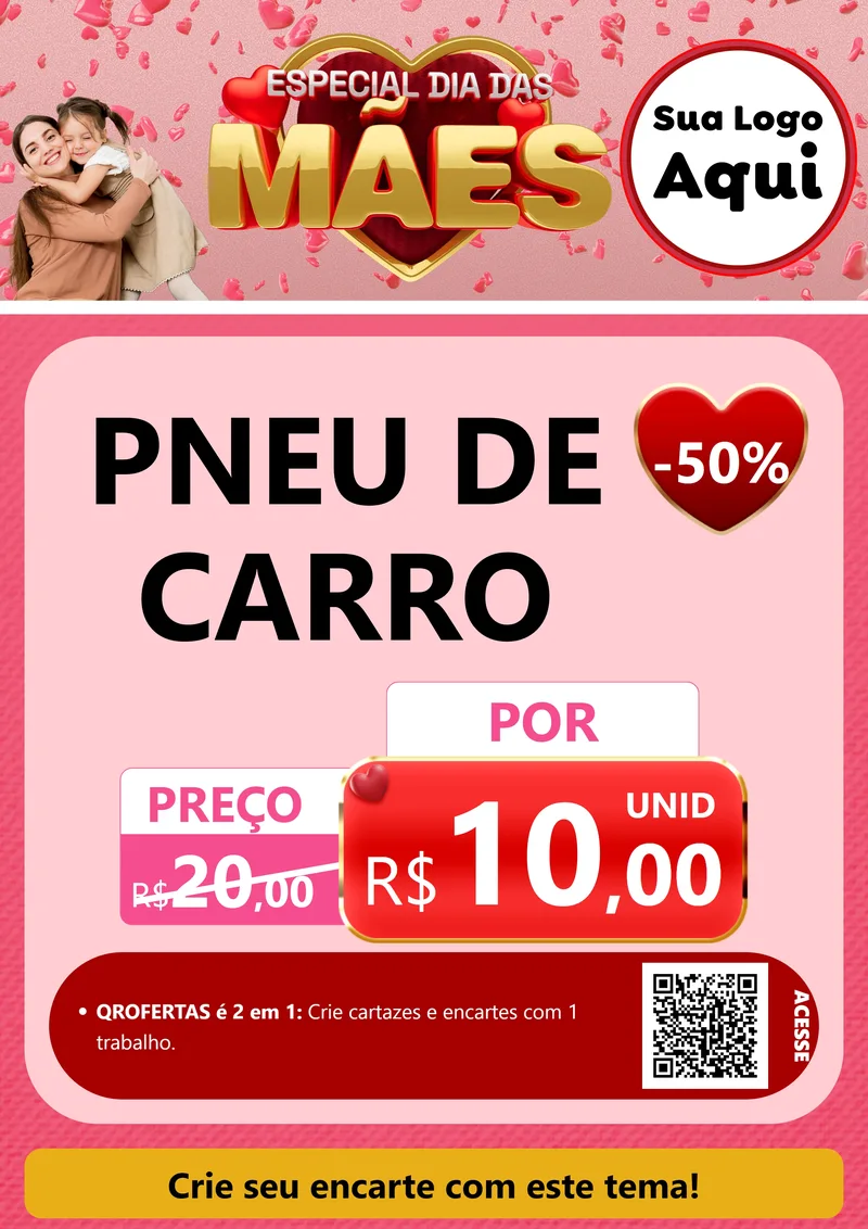 Modelo de Cartaz para Cartaz A4 Vertical com o tema Especial Dia Das Mães para Auto peças