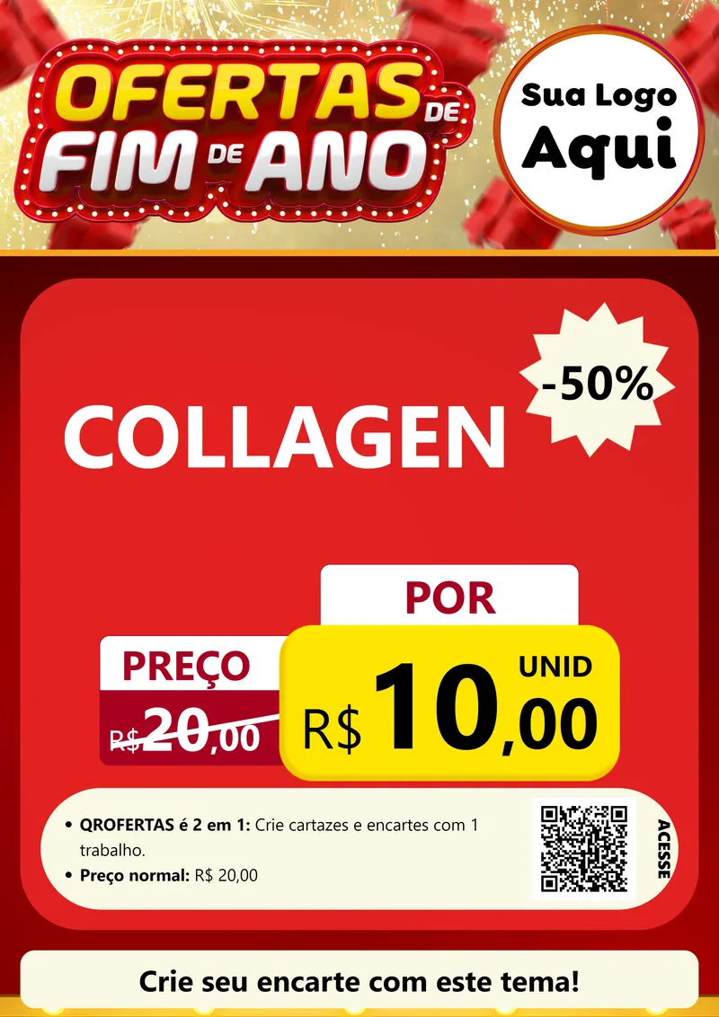 Modelo de Cartaz para Cartaz A4 Vertical com o tema Ofertas de Fim de Ano para Suplementos alimentares