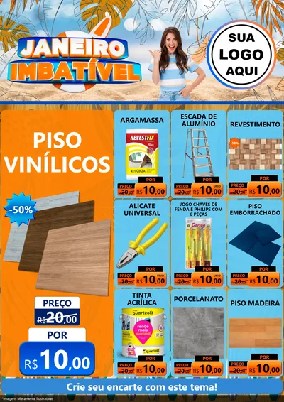 Modelo de Encarte para Encarte A4 Vertical com o tema Janeiro Imbatível para Material para Construção