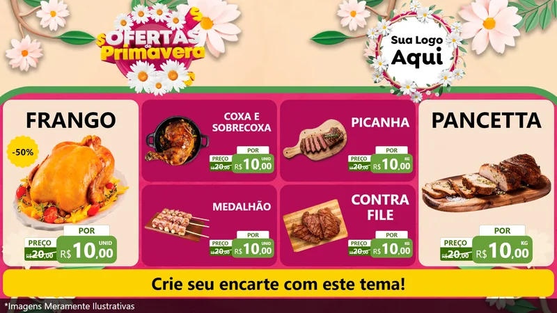 Modelo de TV para TV Horizontal com o tema Ofertas de Primavera para Assados