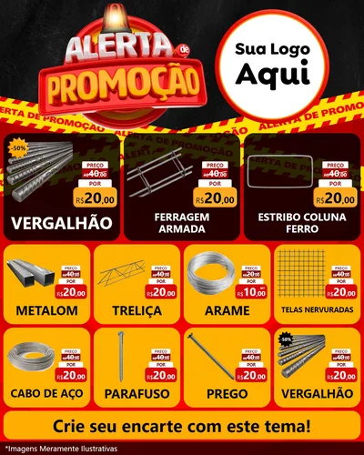 Modelo de Rede Social para Feed Instagram com o tema Alerta de Promoção para Ferragens