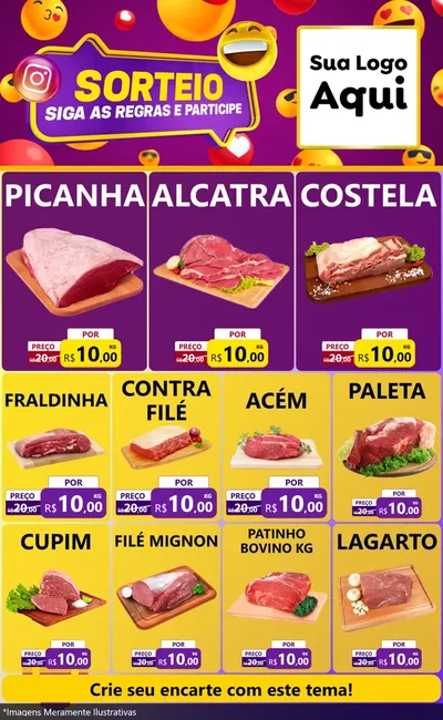 Modelo de Encarte para Encarte Grande com o tema Sorteio para Açougue