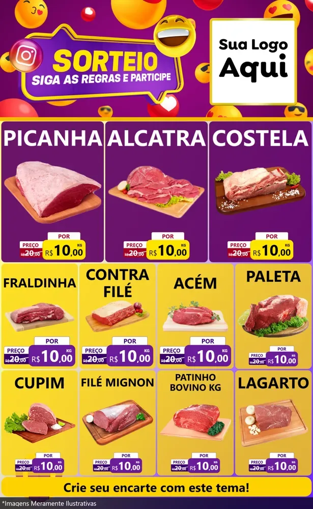 Modelo de Encarte para Encarte Grande com o tema Sorteio para Açougue