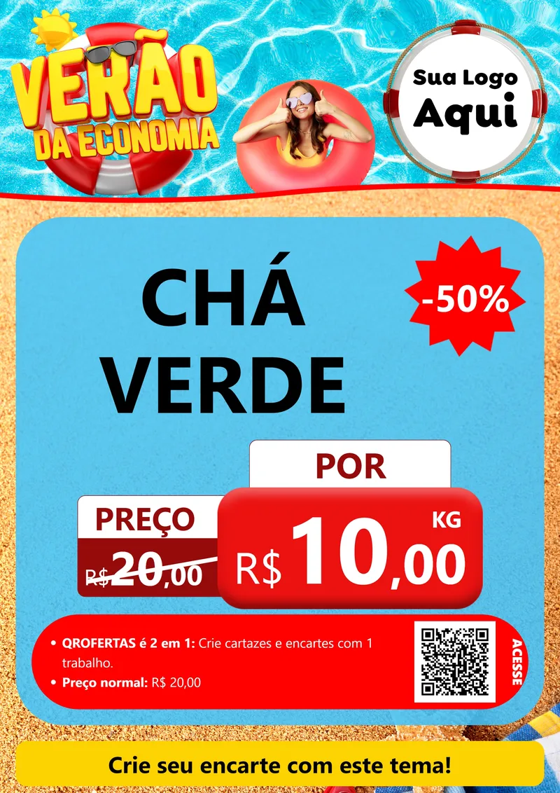 Modelo de Cartaz para Cartaz A4 Vertical com o tema Verão da Economia para Produtos Naturais