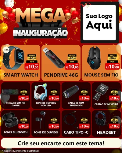 Modelo de Rede Social para Feed Instagram com o tema Mega Inauguração para Informática
