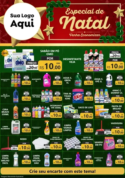 Modelo de Encarte para Encarte A4 Vertical com o tema Especial de Natal para Produtos de Limpeza