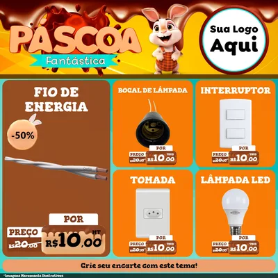 Modelo de Rede Social para Feed Facebook com o tema Páscoa Fantástica para Materiais Elétricos