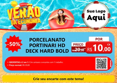 Modelo de Cartaz para Cartaz A4 Horizontal com o tema Verão da Economia para Pisos e revestimentos