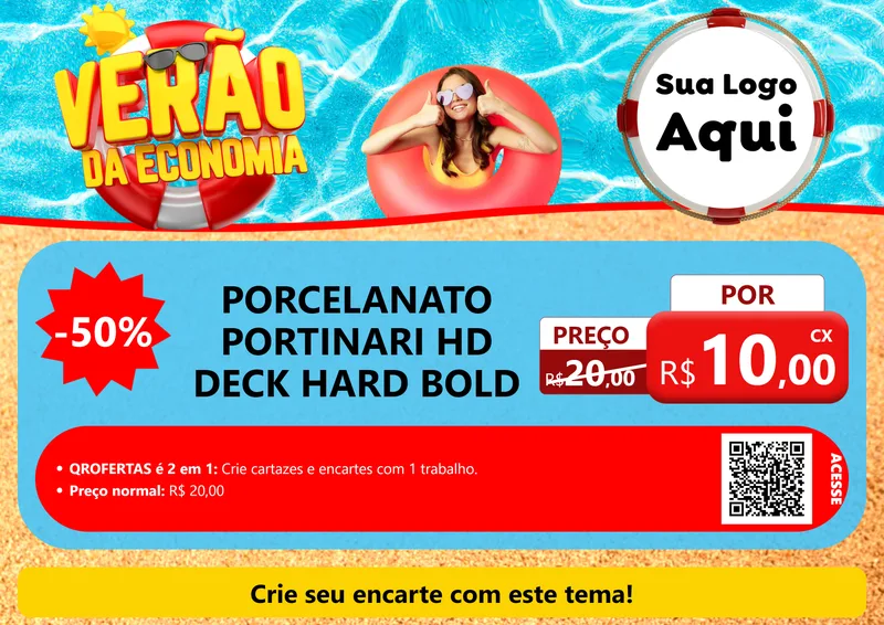 Modelo de Cartaz para Cartaz A4 Horizontal com o tema Verão da Economia para Pisos e revestimentos