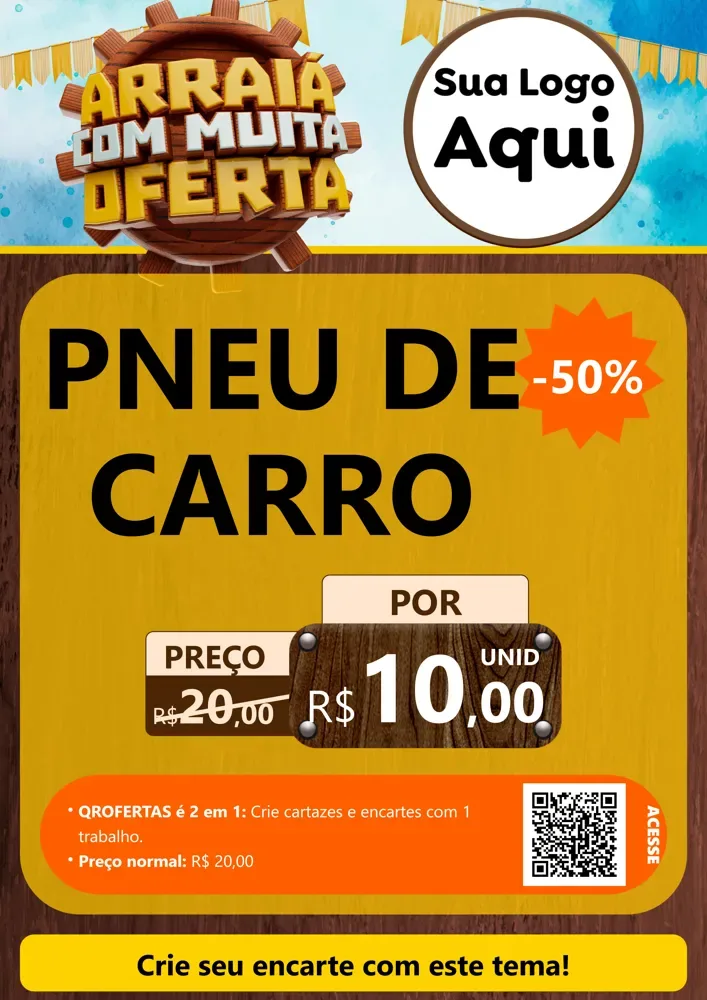 Modelo de Cartaz para Cartaz A4 Vertical com o tema Ofertas de São João - Junina para Auto peças