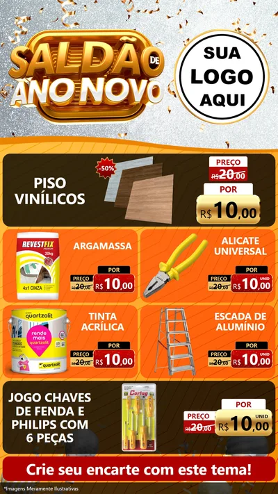 Modelo de TV para TV Vertical com o tema Saldão de Ano Novo para Material para Construção