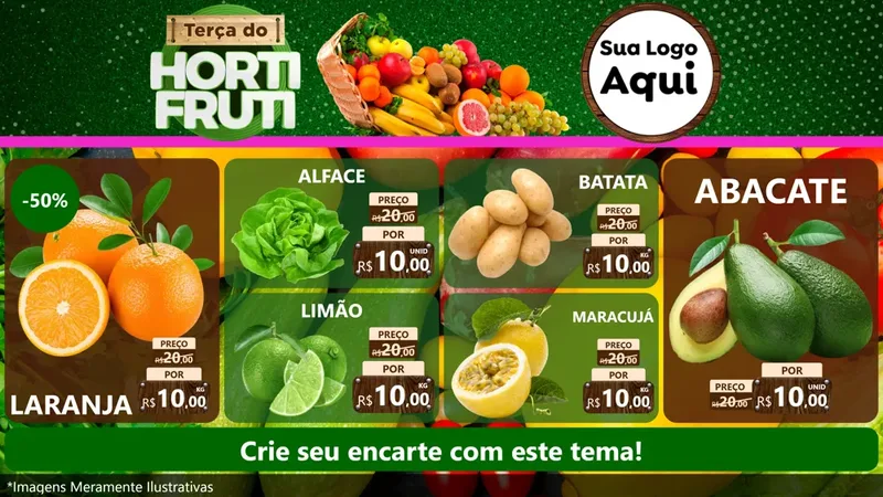 Modelo de TV para TV Horizontal com o tema Terça do Hortifrúti para Hortifrúti