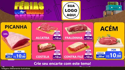 Modelo de TV para TV Horizontal com o tema Férias com Grandes Ofertas para Açougue