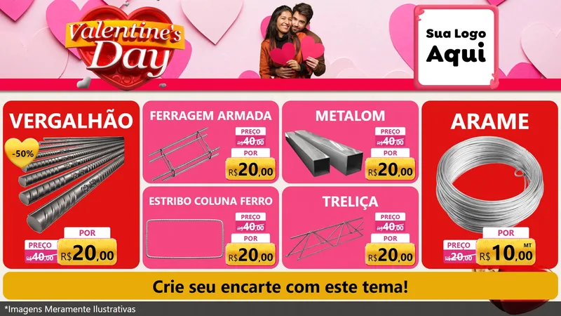 Modelo de TV para TV Horizontal com o tema Valentine's Day para Ferragens