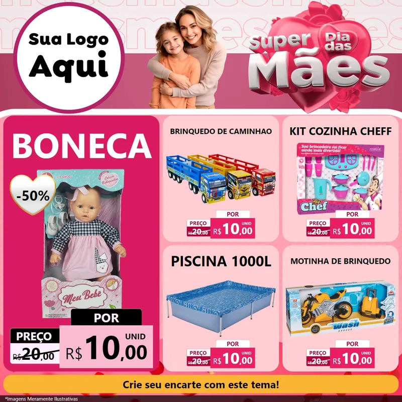 Modelo de Rede Social para Feed Facebook com o tema Super Dia Das Mães para Brinquedos