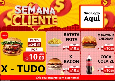 Modelo de Encarte para Encarte A4 Horizontal com o tema Semana do Cliente para Hamburgueria