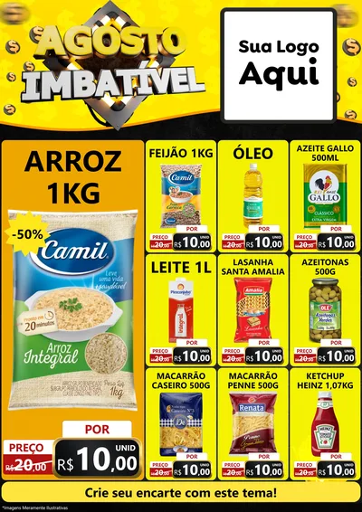 Modelo de Encarte para Encarte A4 Vertical com o tema Agosto Imbatível para Supermercado