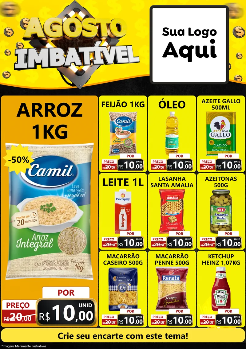 Modelo de Encarte para Encarte A4 Vertical com o tema Agosto Imbatível para Supermercado