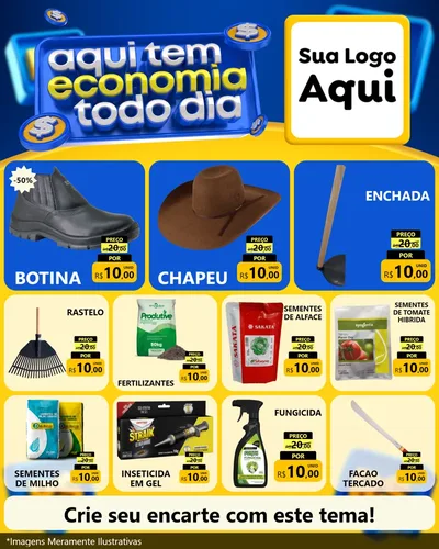 Modelo de Rede Social para Feed Instagram com o tema Aqui Tem Economia Todo Dia para Agropecuária