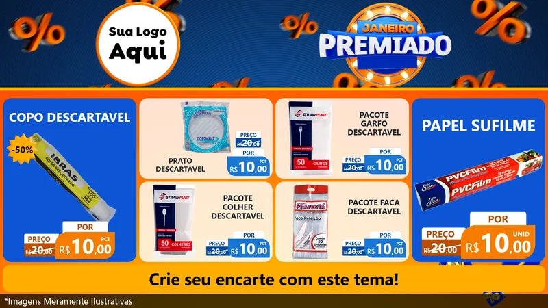 Modelo de TV para TV Horizontal com o tema Janeiro Premiado para Embalagens