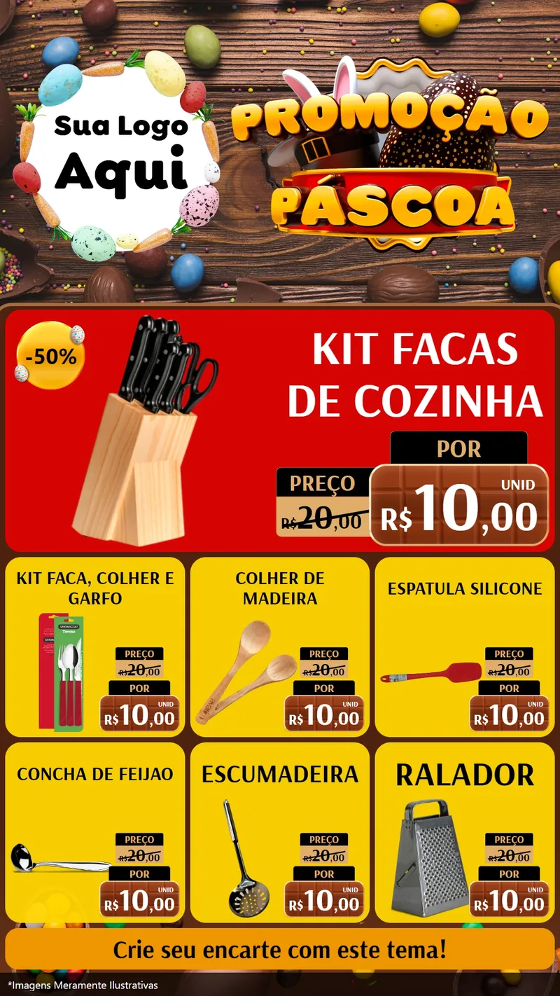 Modelo de Rede Social para Stories com o tema Promoção Páscoa para Utilidades Domésticas