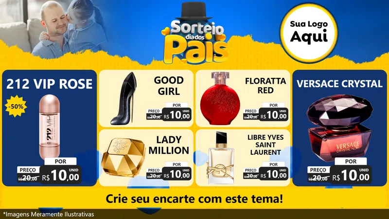 Modelo de TV para TV Horizontal com o tema Sorteio Dia Dos Pais para Perfumes