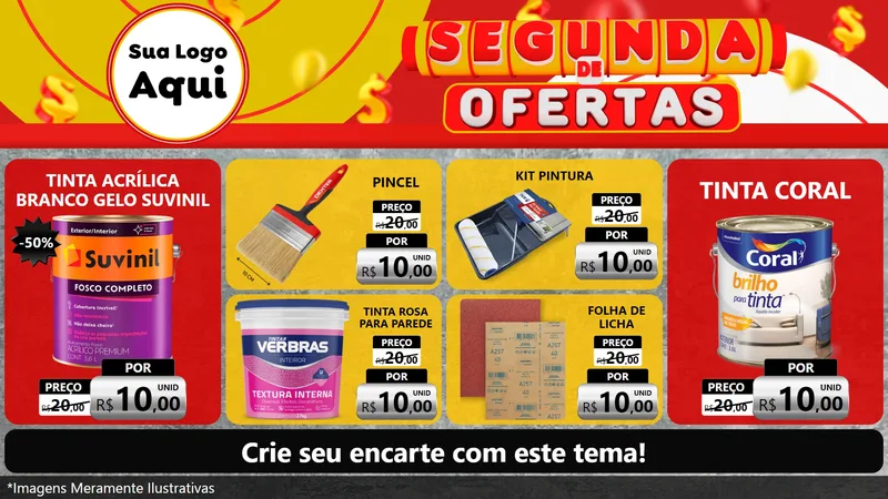 Modelo de TV para TV Horizontal com o tema Segunda de Ofertas para Tintas e Ferramentas